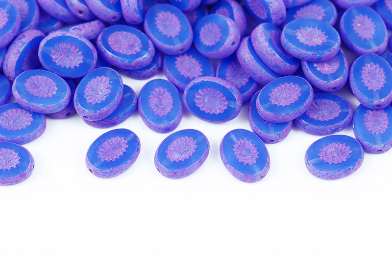 Kiwi 14×10mm Opal Blue Violet Matt Finish 1-Hole Czech Beads