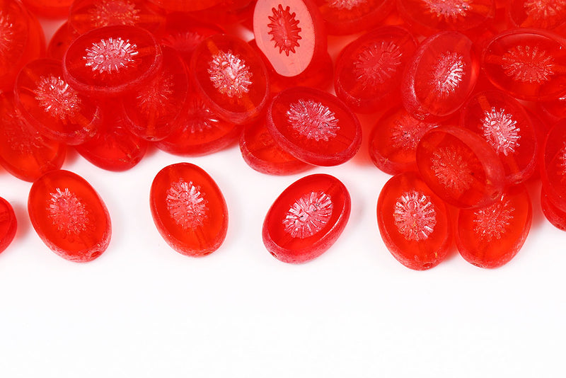 Kiwi 14×10mm Lt.Siam Luster 1-Hole Czech Beads