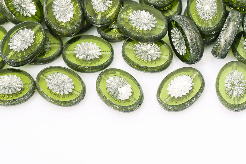 Kiwi 14×10mm Olivine Labrador Matt 1-Hole Czech Glass Beads