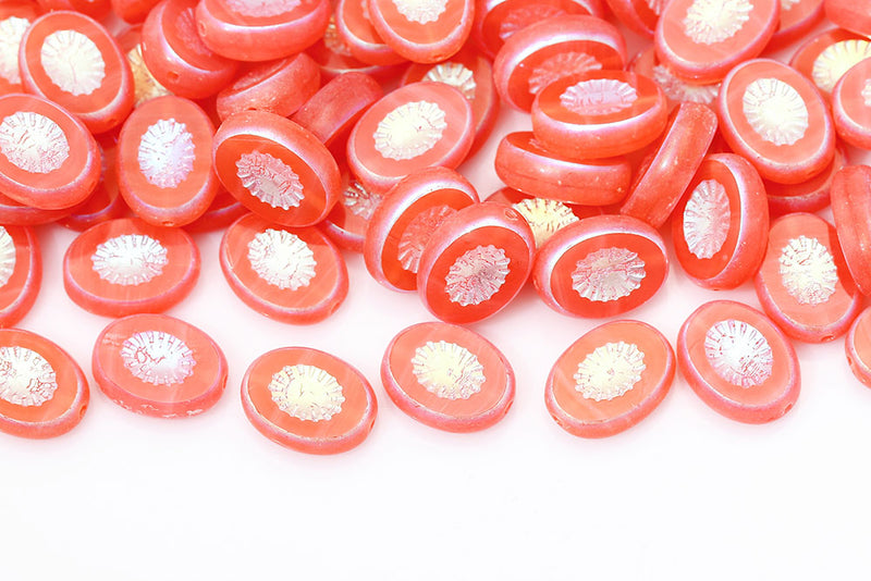 Kiwi 14×10mm Opal Peach AB Full 1-Hole Czech Beads