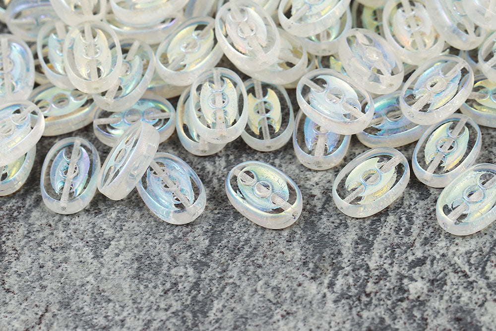 3 Dots Designed 14×9mm Crystal AB Full 1-Hole Czech Beads