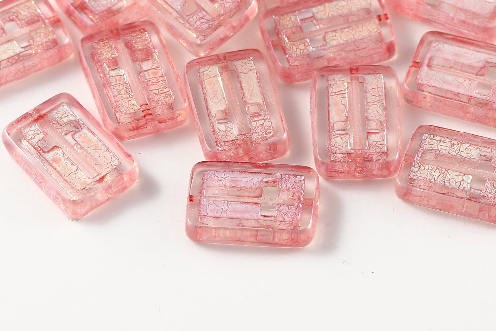 Cross 17×11mm Crystal AB Full Rose 1-Hole Czech Beads