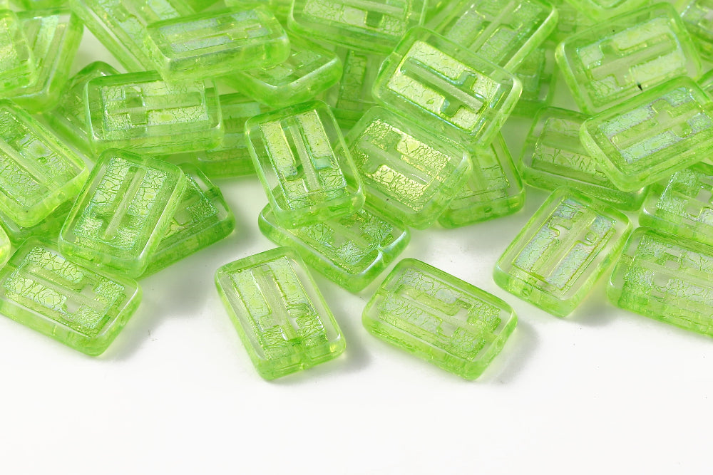 Cross 17×11mm Crystal AB Full Moss Green 1-Hole Czech Beads