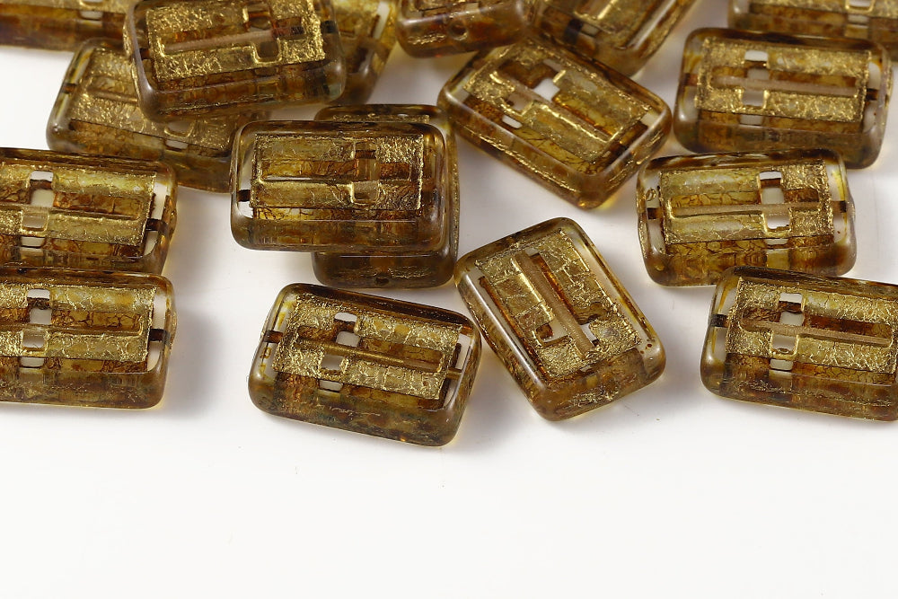Cross 17×11mm Crystal Travertin With Gold 1-Hole Czech Beads
