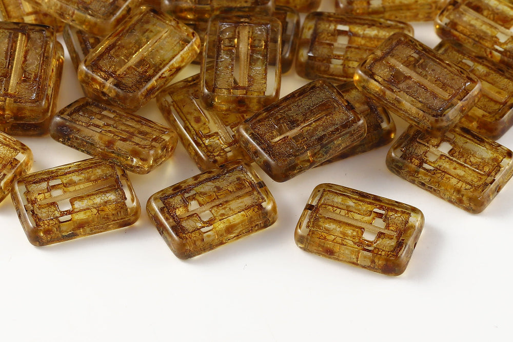 Cross 17×11mm Crystal Travertin 1-Hole Czech Beads