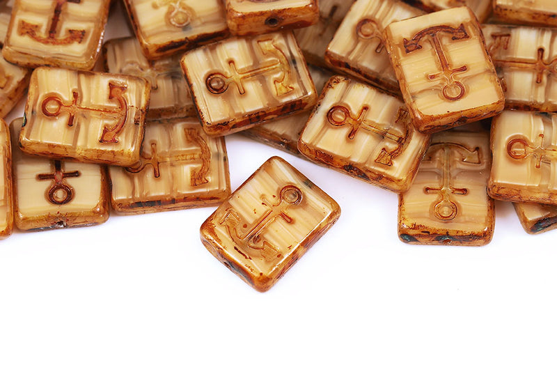 Anchor Design 18×12mm Wavy Ivory Travertin 1-Hole Czech Beads