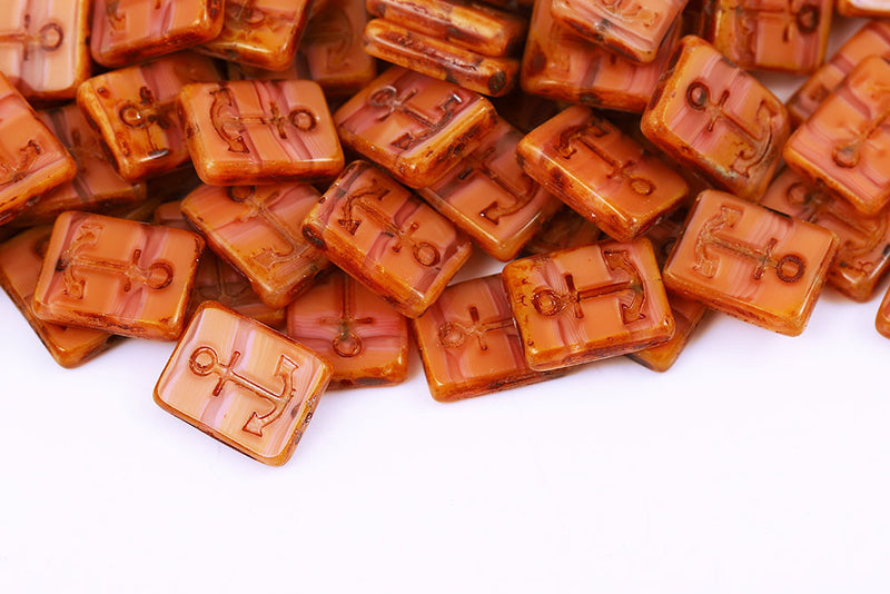 Anchor Design 18×12mm Wavy Peach Travertin 1-Hole Czech Beads