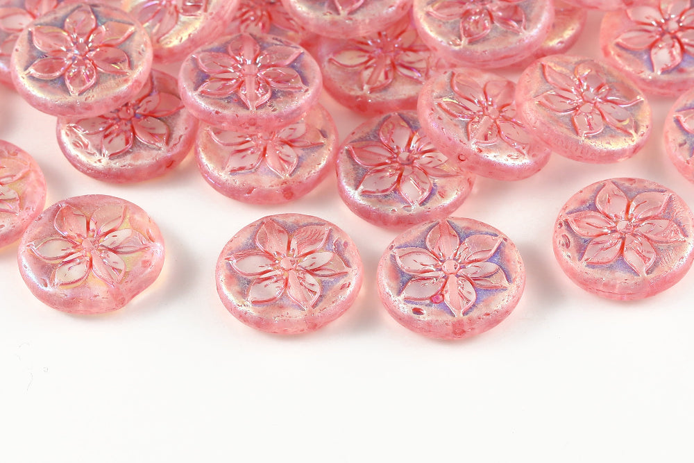 Plumeria 18mm Crystal AB Full Rose 1-Hole Czech Beads