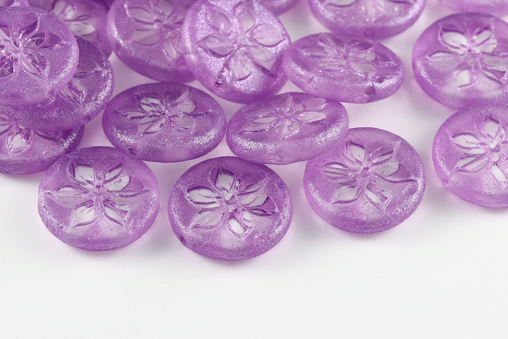 Plumeria 18mm Crystal Sparkling Purple 1-Hole Czech Beads