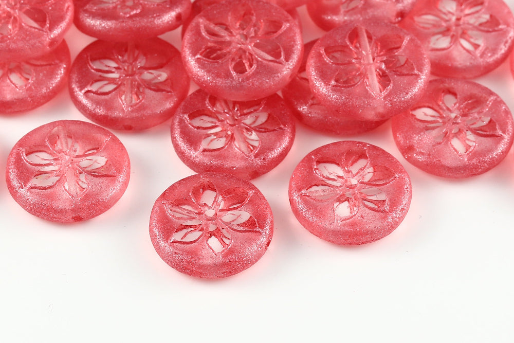 Plumeria 18mm Crystal Sparkling Red 1-Hole Czech Beads