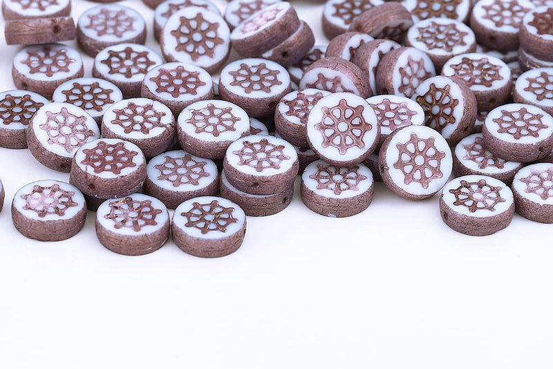 Wheel Coin 12mm Chalk Violet Luster 1-Hole Czech Beads