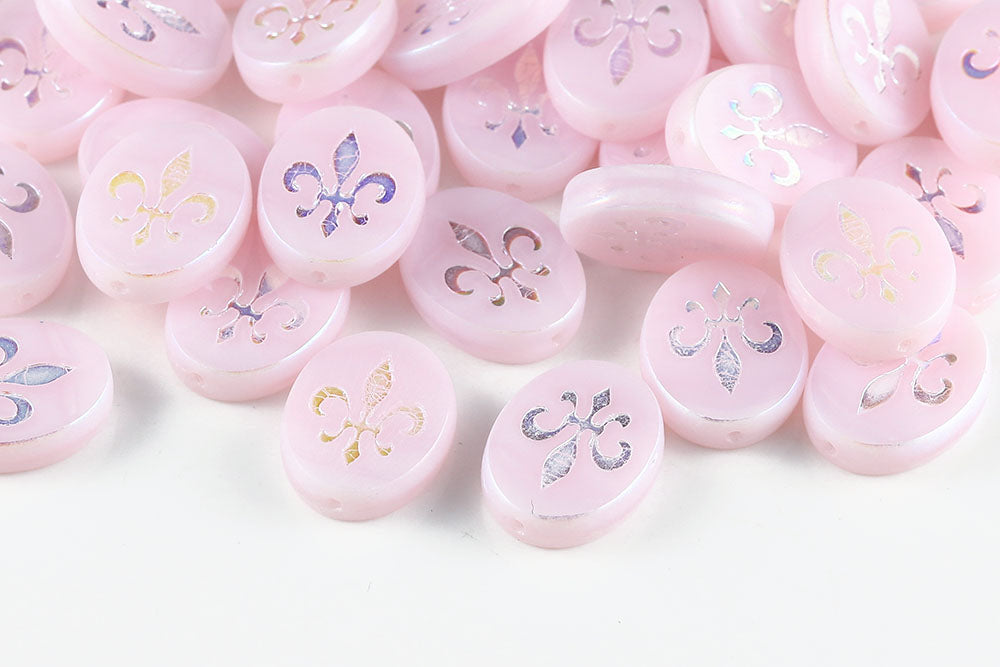 Iris 17×13mm Opal Pink AB Full 1-Hole Czech Beads