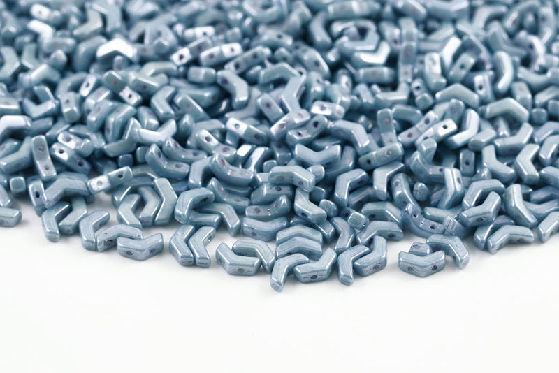 Arrow 8×5mm Chalk Blue Luster 2-Hole Czech Beads