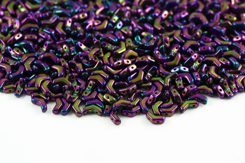 Arrow 8×5mm Jet Red Iris 2-Hole Czech Beads