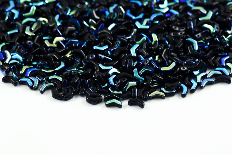 Arrow 8×5mm Jet Ab 2-Hole Czech Beads