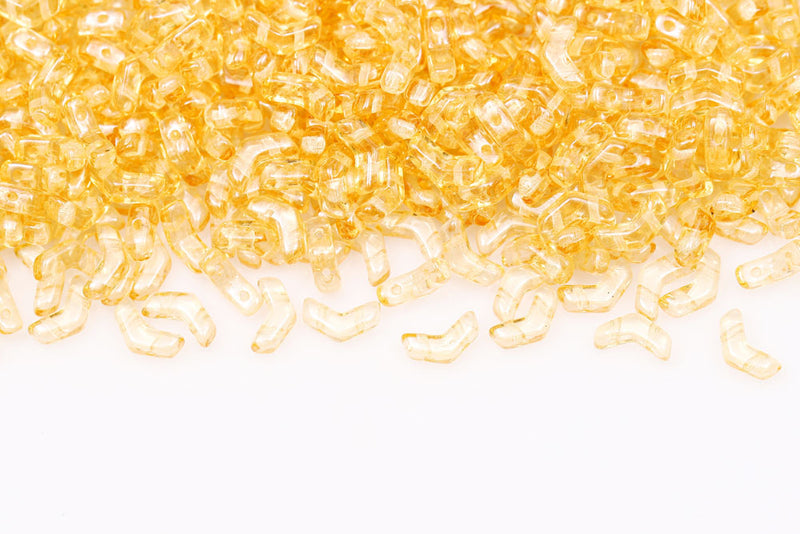 Arrow 8×5mm Crystal Orange Luster 2-Hole Czech Beads