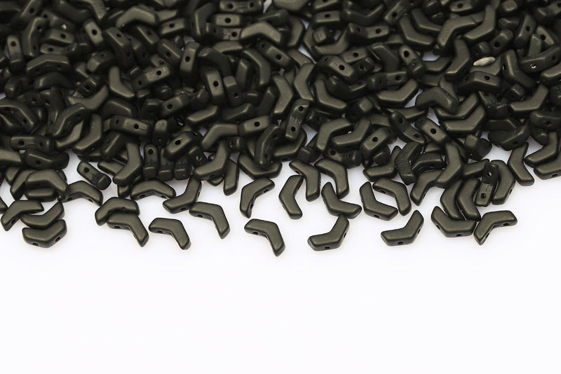 Arrow 8×5mm Jet Mat 2-Hole Czech Beads