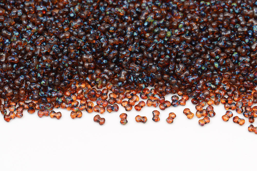 Butterfly 3×4mm Topaz Travertin Dark 1-Hole Czech Beads