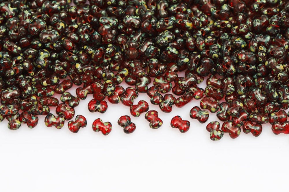 Butterfly 3×4mm Ruby Travertin Dark 1-Hole Czech Beads