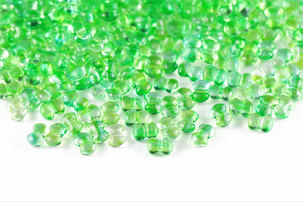 Butterfly 3×4mm Crystal Green Gradient 1-Hole Czech Beads