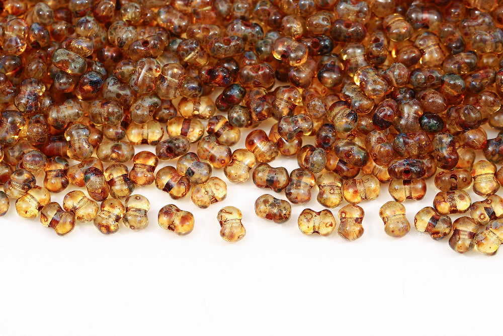 Butterfly 4x6 mm Crystal Travertin Dark 1-Hole Czech Beads