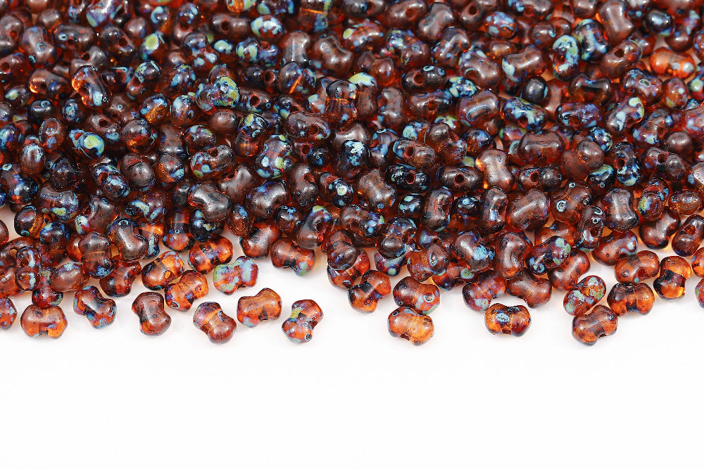 Butterfly 4x6 mm Topaz Travertin Dark 1-Hole Czech Beads