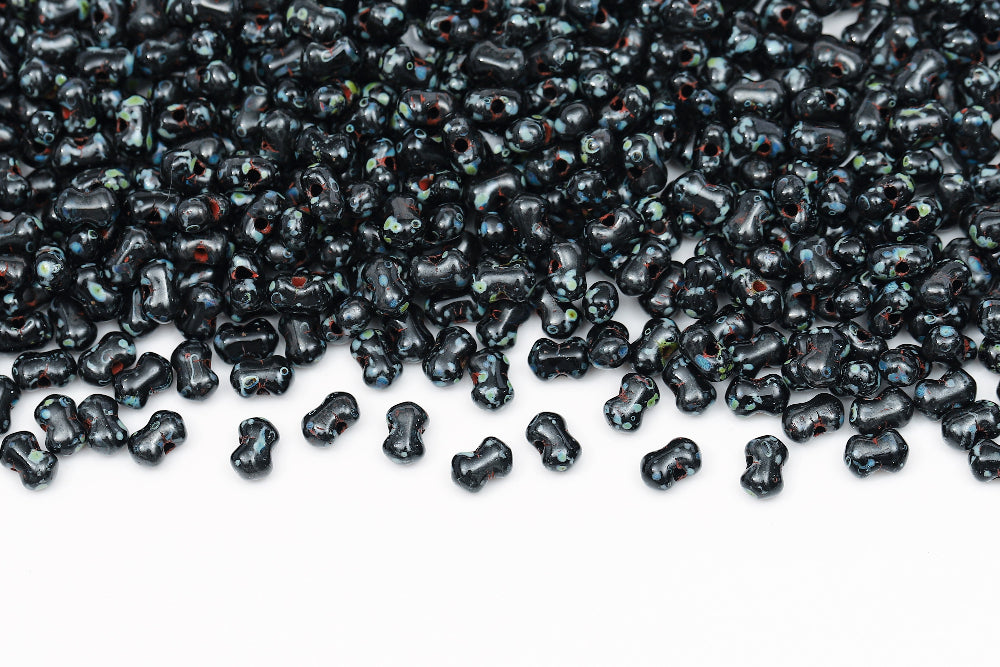 Butterfly 4x6 mm Jet Travertin 1-Hole Czech Beads