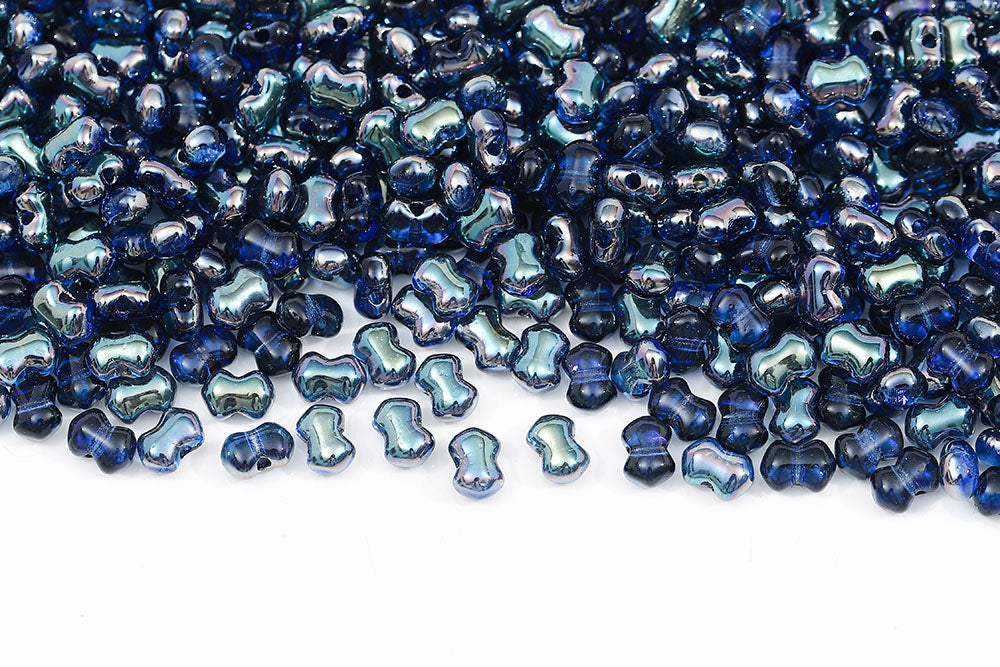 Butterfly 4x6 mm Sapphire Celsian 1-Hole Czech Beads