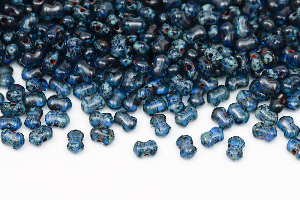 Butterfly 4x6 mm Sapphire Travertin Dark 1-Hole Czech Beads