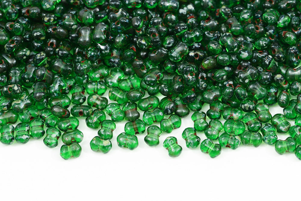 Butterfly 4x6 mm Chrysolite Travertin Dark 1-Hole Czech Beads