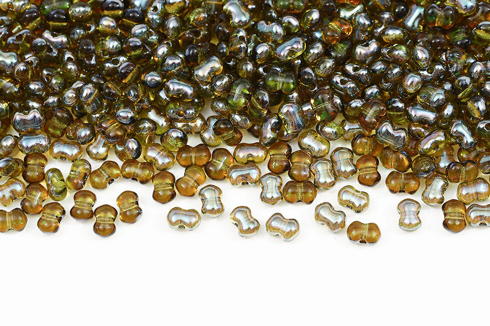 Butterfly 4x6 mm Olivine Celsian 1-Hole Czech Beads
