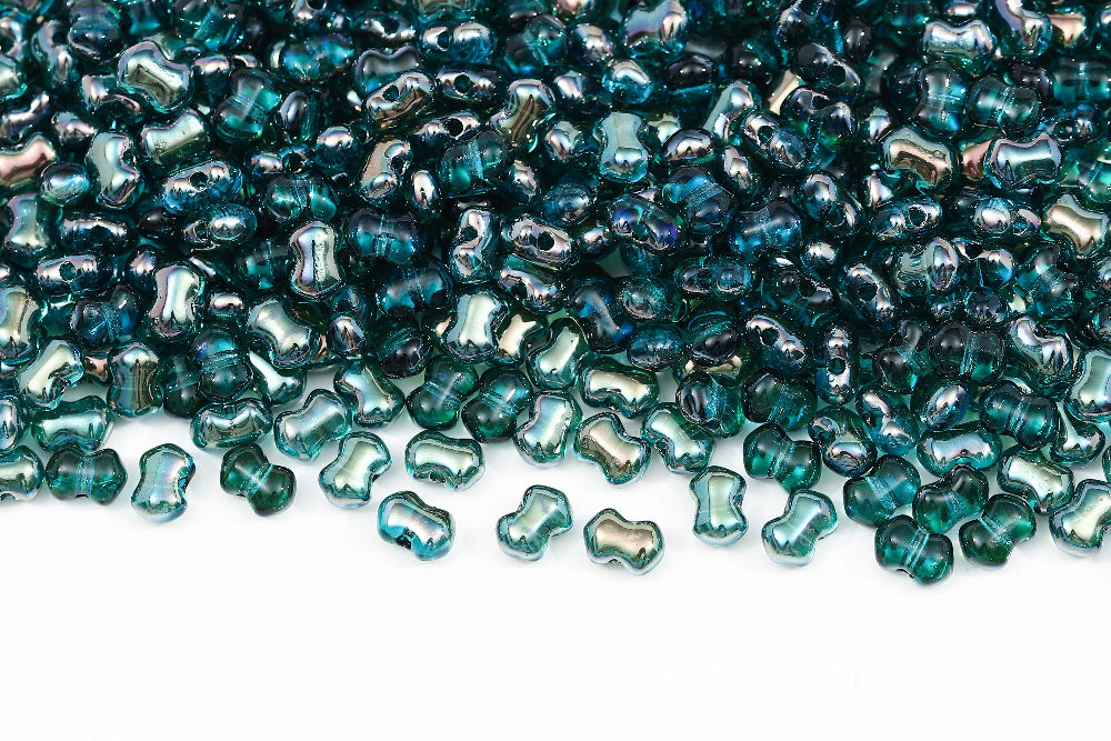 Butterfly 4x6 mm Aquamarine Celsian 1-Hole Czech Beads