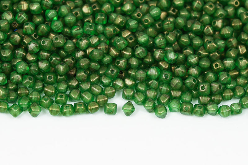 Bicone 4×4mm Halo Persian Green 1-hole Czech Beads