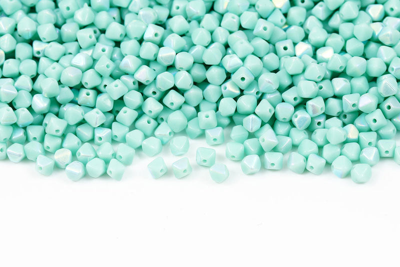 Bicone 4×4mm Turquoise Lt.green Ab 1-hole Czech Beads