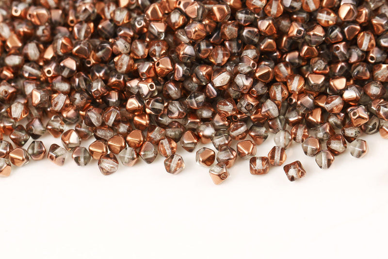 Bicone 4×4mm Crystal Capri Gold 1-hole Czech Beads