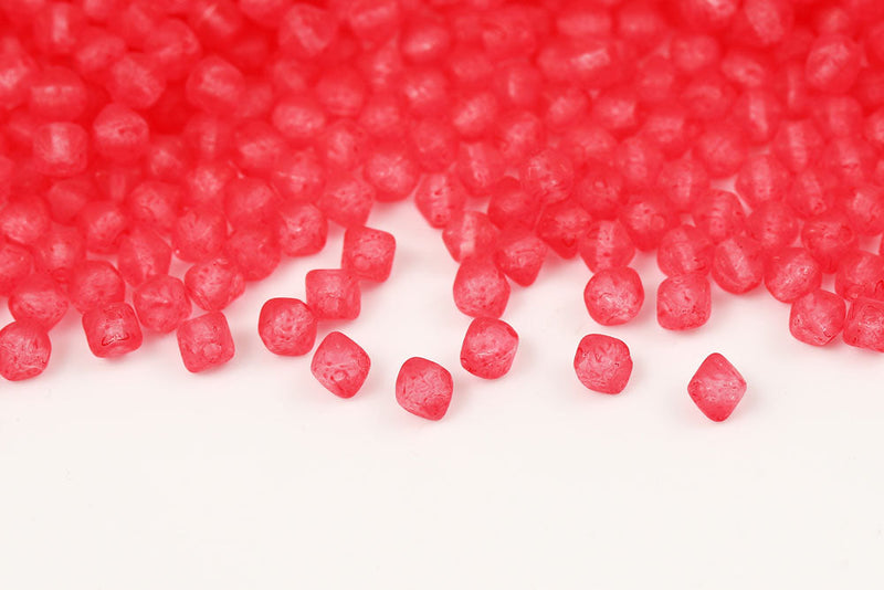 Bicone 4×4mm Crystal With Pink Soil Finish 1-hole Czech Beads