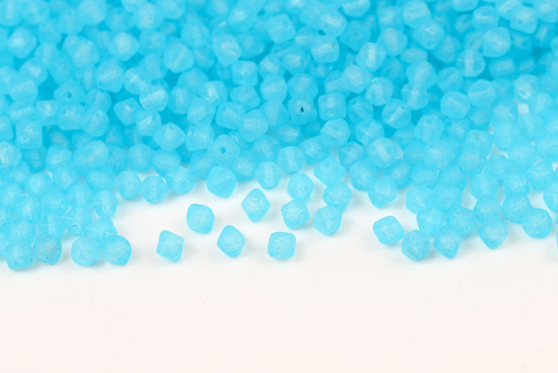 Bicone 4×4mm Crystal With Aqua Soil Finish 1-hole Czech Beads