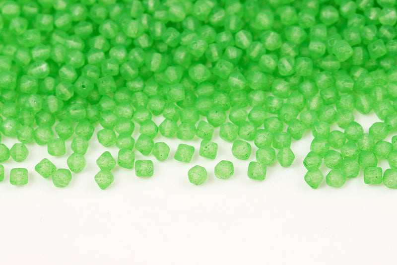 Bicone 4×4mm Crystal With Green Soil Finish 1-hole Czech Beads