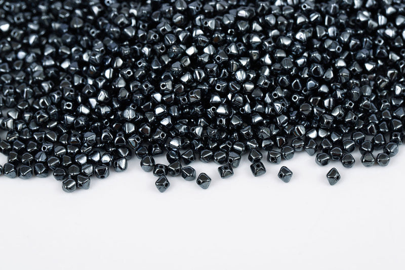 Bicone 4×4mm Jet Luster 1-hole Czech Beads