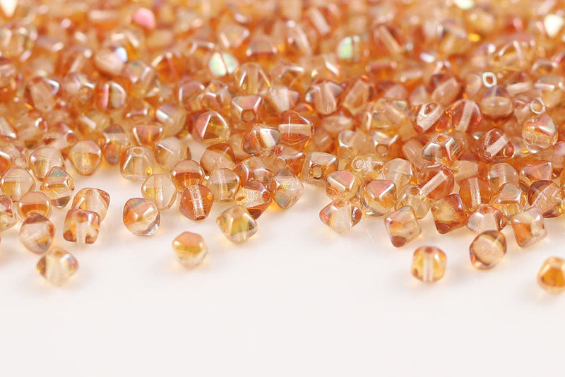 Bicone 4×4mm Crystal Apricot Medium 1-hole Czech Beads