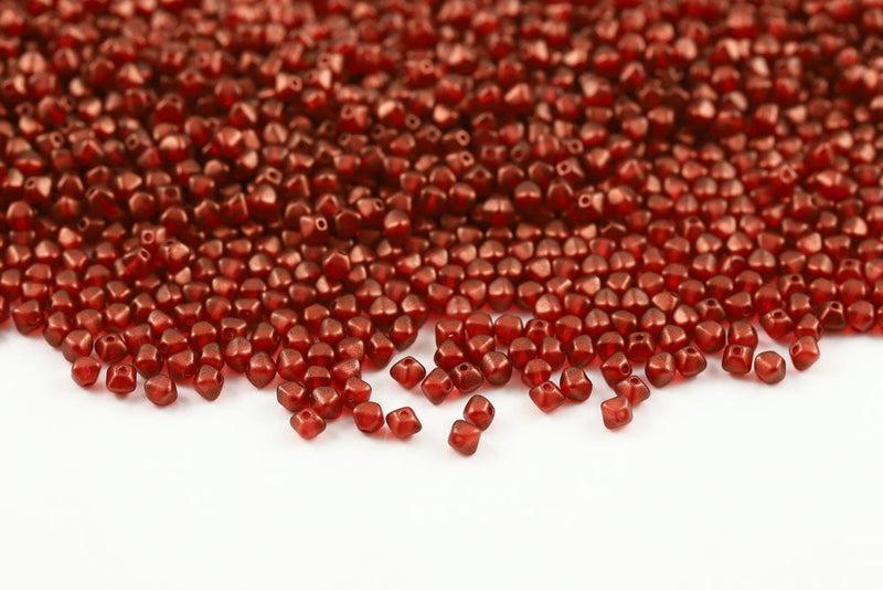 Bicone 4×4mm Halo Drak Red 1-hole Czech Beads