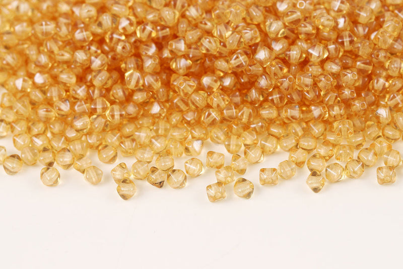 Bicone 4×4mm Crystal Jonquil Luster 1-hole Czech Beads