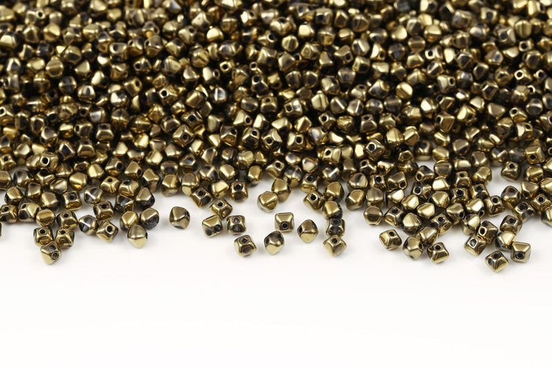 Bicone 4×4mm Crystal Amber Full 1-hole Czech Beads