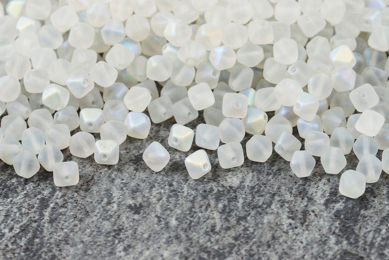 Bicone 6×6mm Crystal Ab Matt 1-hole Czech Beads