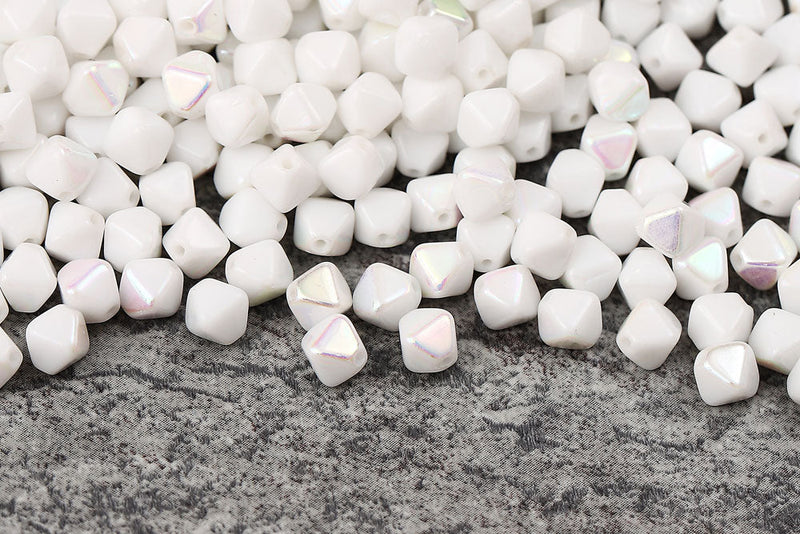 Bicone 4×4mm Alabaster White Ab 1-hole Czech Beads
