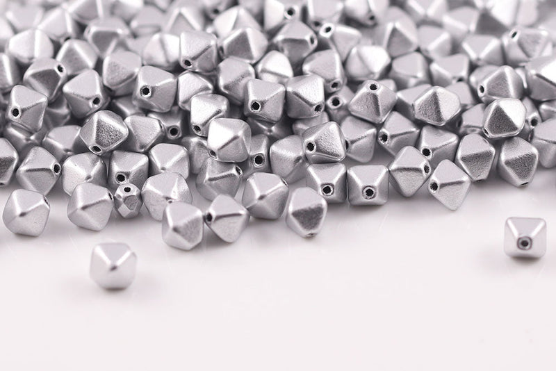 Bicone 4×4mm Crystal Vintage Aluminium 1-hole Czech Beads