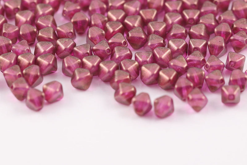 Bicone 6×6mm Halo French Rose 1-hole Czech Beads