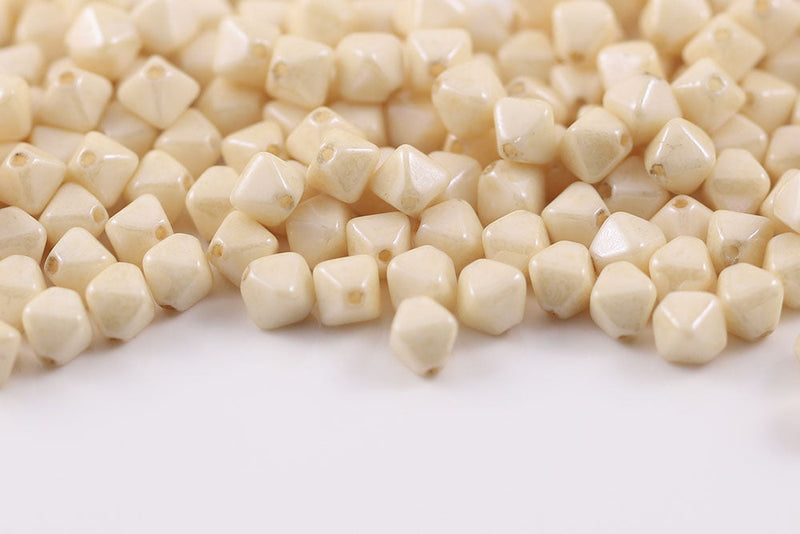 Bicone 6×6mm Chalk Jonquil Luster 1-hole Czech Beads