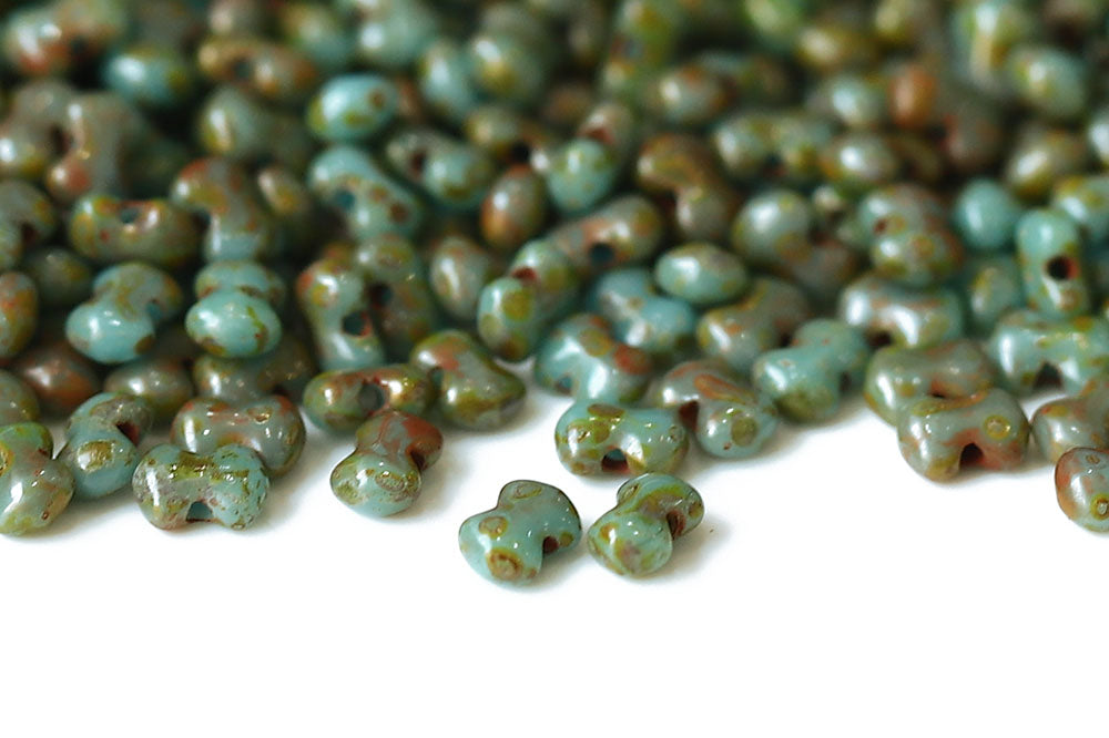 Butterfly 3×4mm Turquoise Blue Travertin 1-Hole Czech Beads