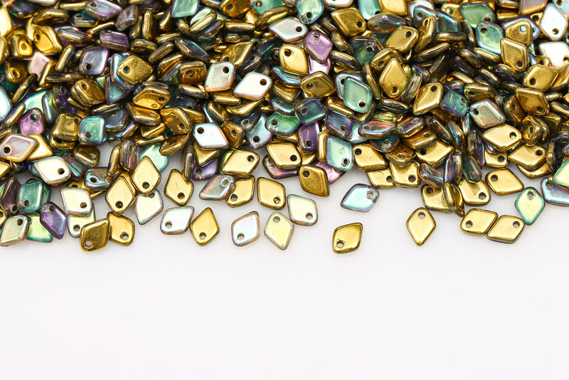 Dragon 1.5×5mm Crystal Golden Rainbow 1-Hole Czech Beads